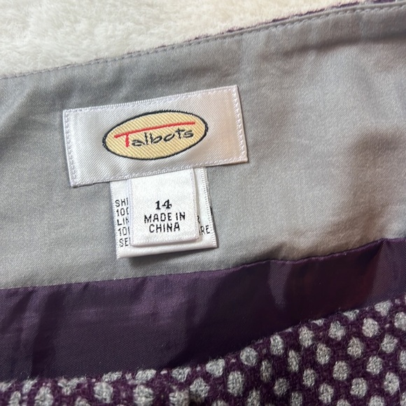 Talbots Purple Wool Button Skirt Size 14 - Picture 6 of 7